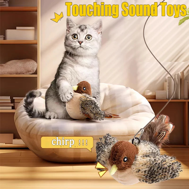 Kuş Sesli Hareketli Kedi Oyuncağı