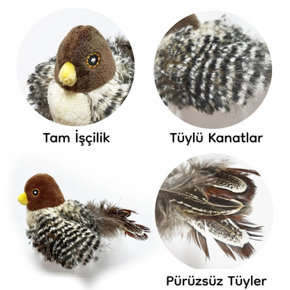 Hareketli Kuş Sesli Oyuncak – Evcil Hayvanlar için Eğlenceli Peluş Kuş